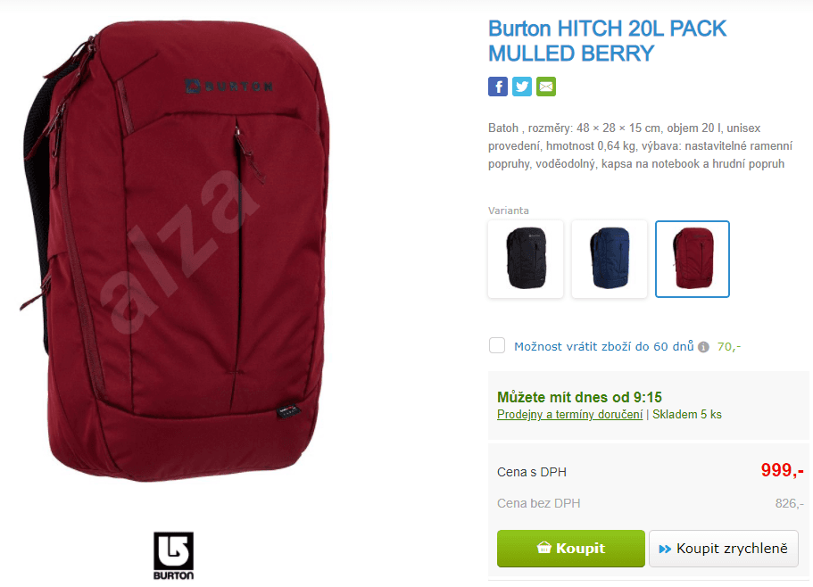 Batoh Burton HITCH 20 litrů