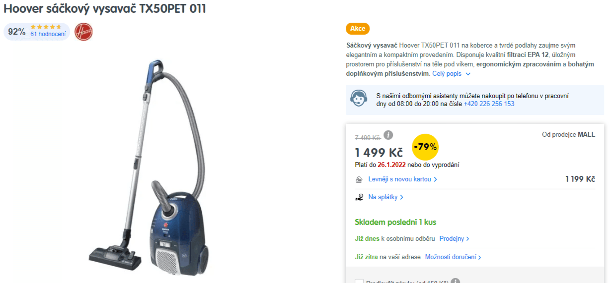 Sáčkový vysavač Hoover