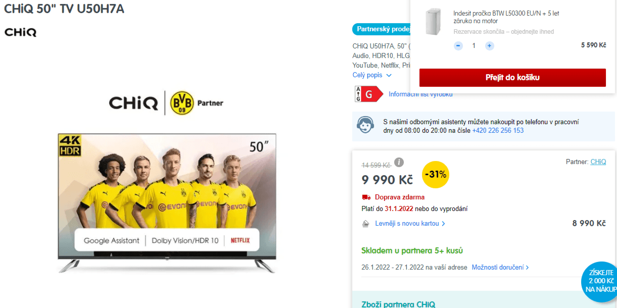 4K, Android Smart TV, HDR, 126cm, Chiq
