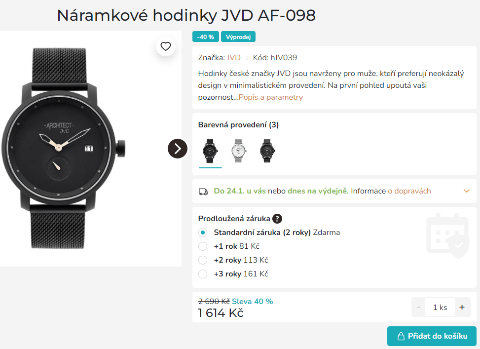 Pánské náramkové hodinky JVD