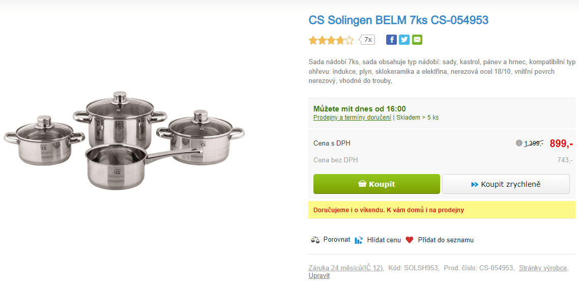 Sada nádobí CS Solingen Belm 7ks