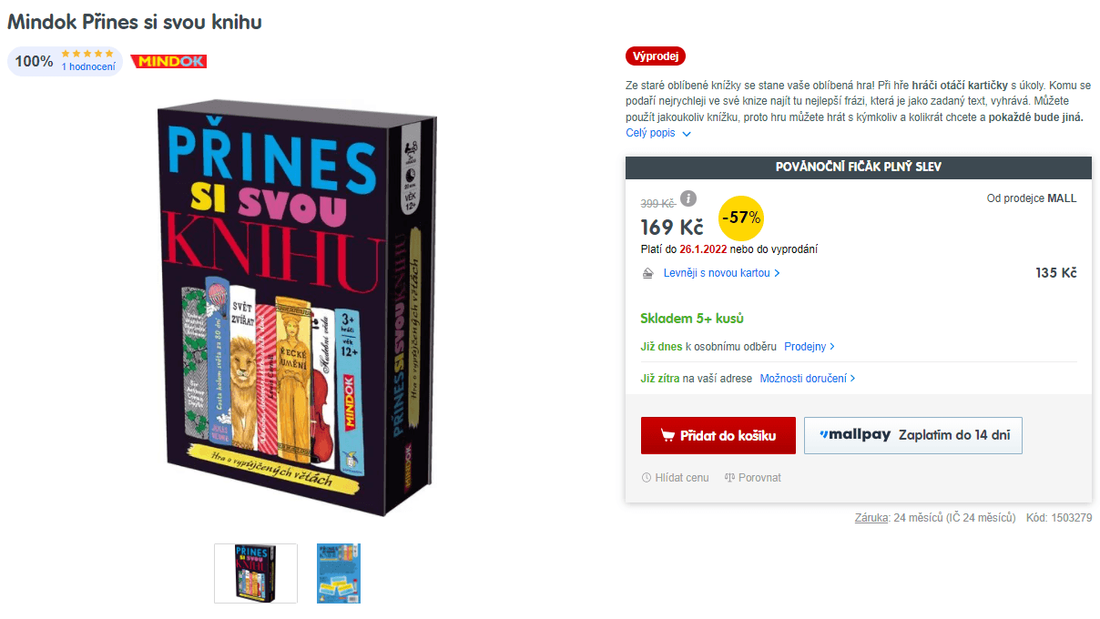 Společenská hra Přines si svou knihu Mindok