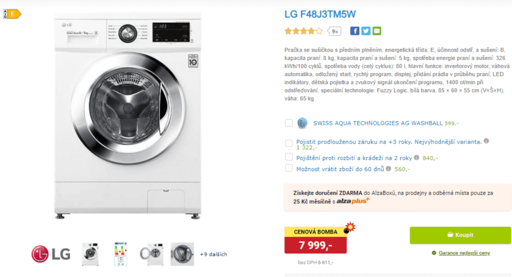 Pračka se sušičkou LG, 8/5 kg, 1400 ot./min
