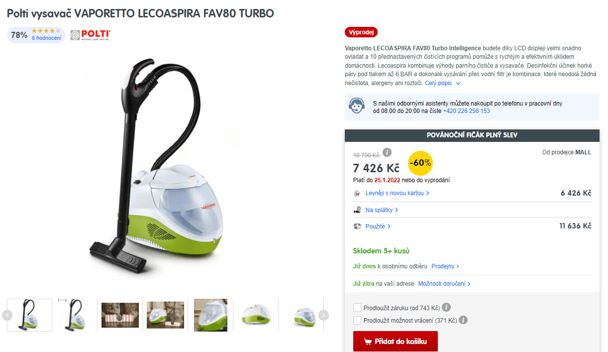 Vysavač a parní čistič Polti Vaporetto Lecoaspira