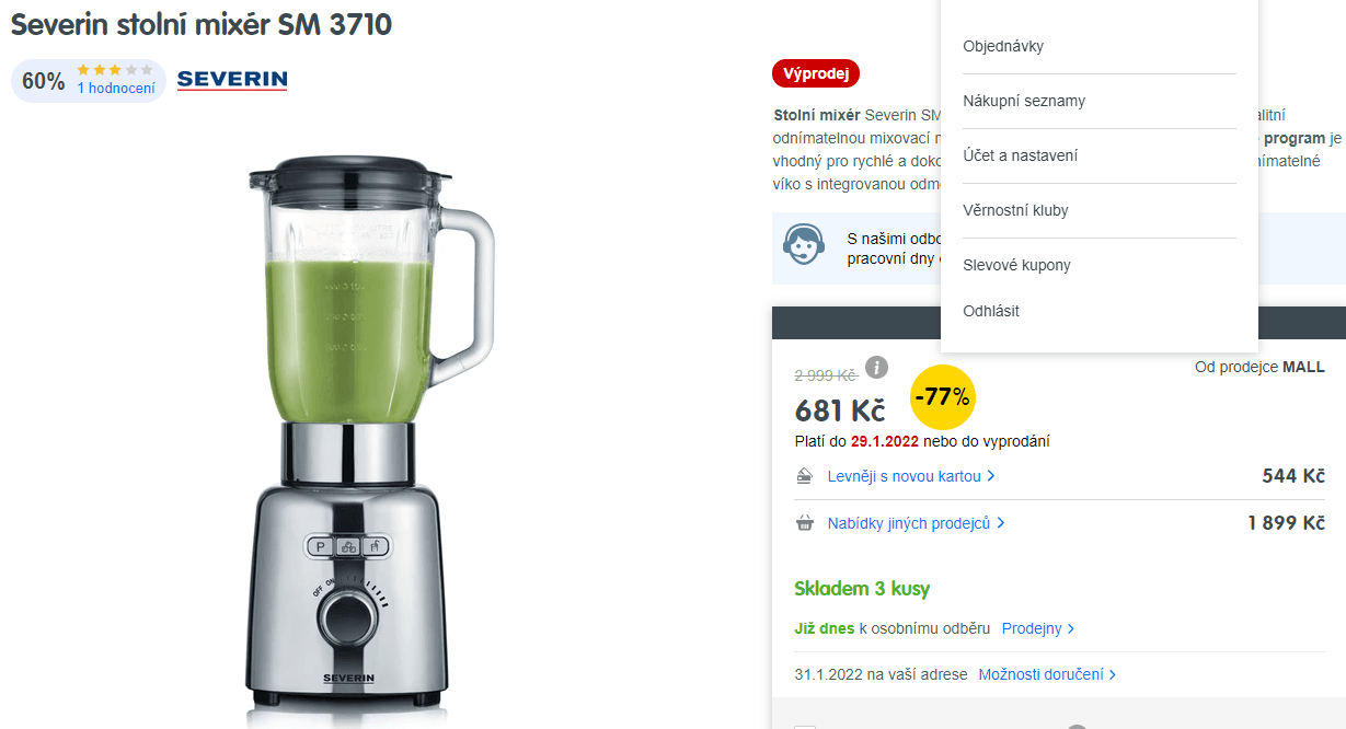 Stolní mixér Severin, 1000 W, 1,5l