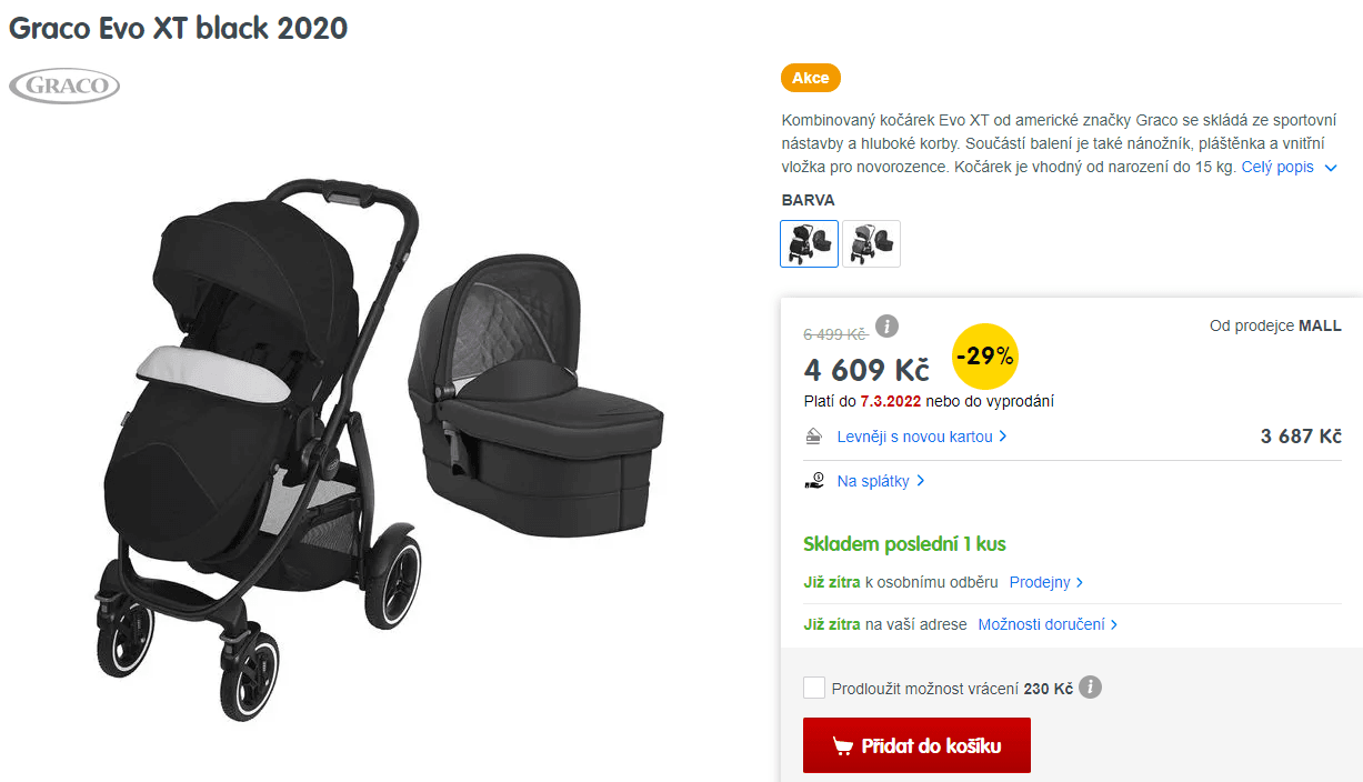 Kombinovaný kočárek Graco Evo XT