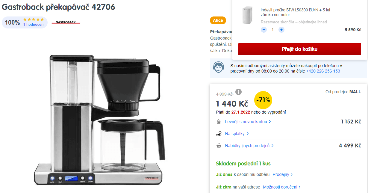 Překapávaná káva Gastroback
