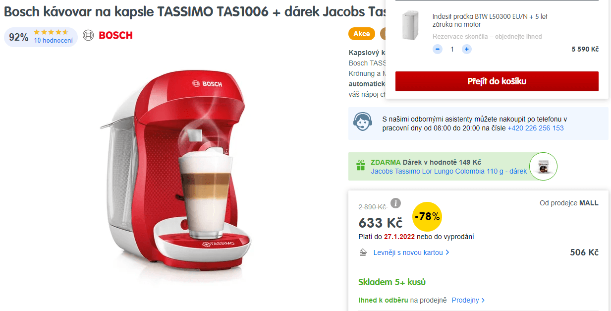 Kapslový kávovar Bosch Tassimo Happy