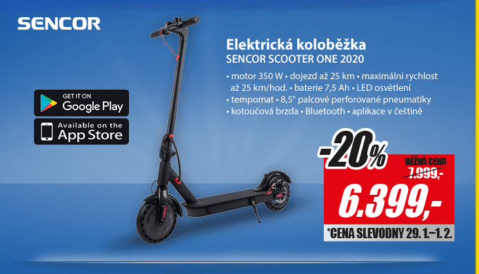 El. koloběžka Sencor, 25km/h, 25km dojezd