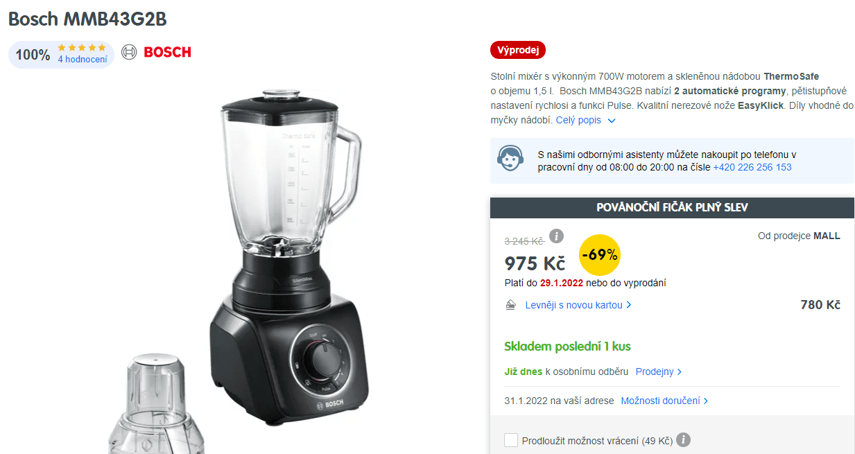 Stolní mixér Bosch, 1,5 l., led, 700W