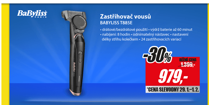 Zastřihovač vousů BaByliss, aku i síť