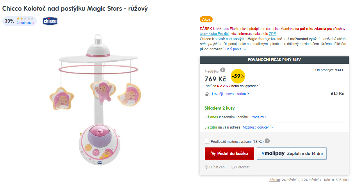 Kolotoč nad postýlku Magic Stars Chicco
