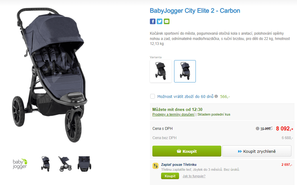 Kočárek sportovní BabyJogger City Elite 2