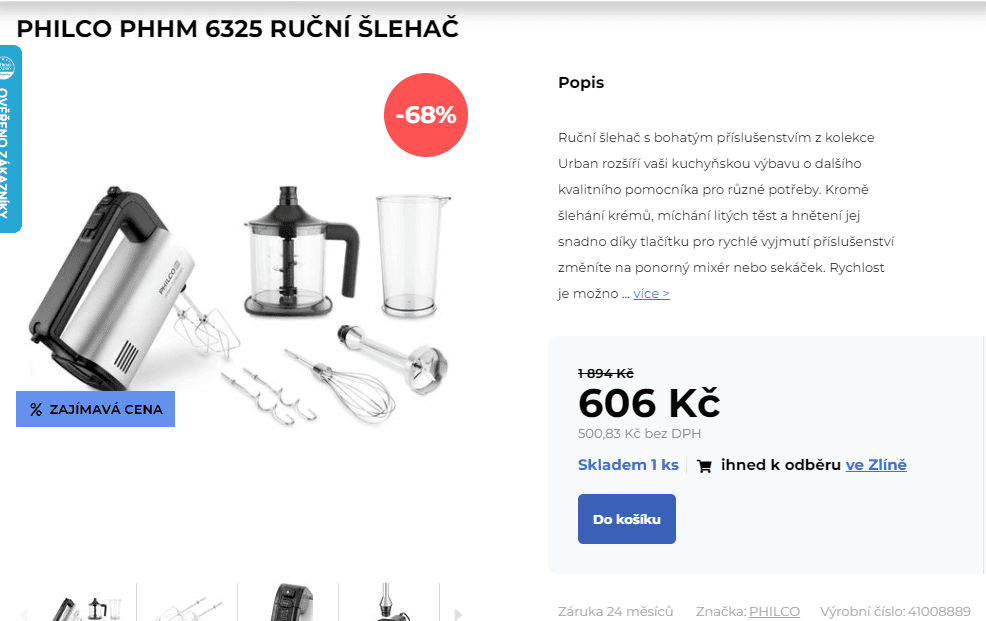 Mixér Philco, 5 rychlostí, příslušenství