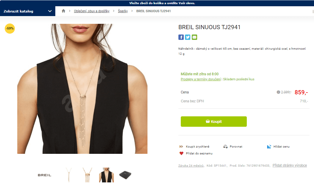 Ocelový náhrdelník Breil Sinuous TJ2941