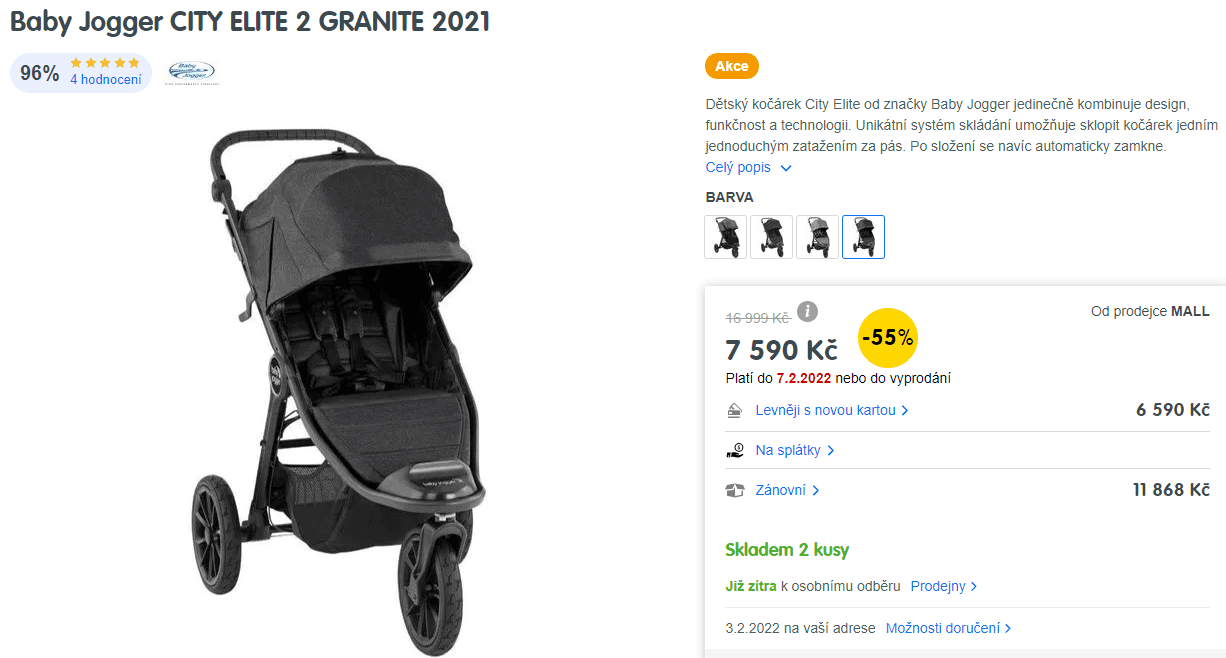 Kočárek sportovní BabyJogger City Elite 2