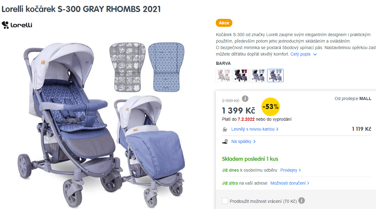 Kočárek Lorelli S-300 GRAY RHOMBS 2021 