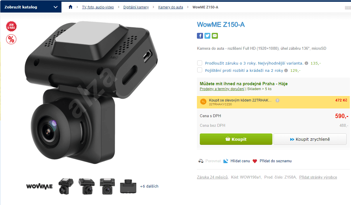 Kamera do auta Wowme,full HD, Gsensor