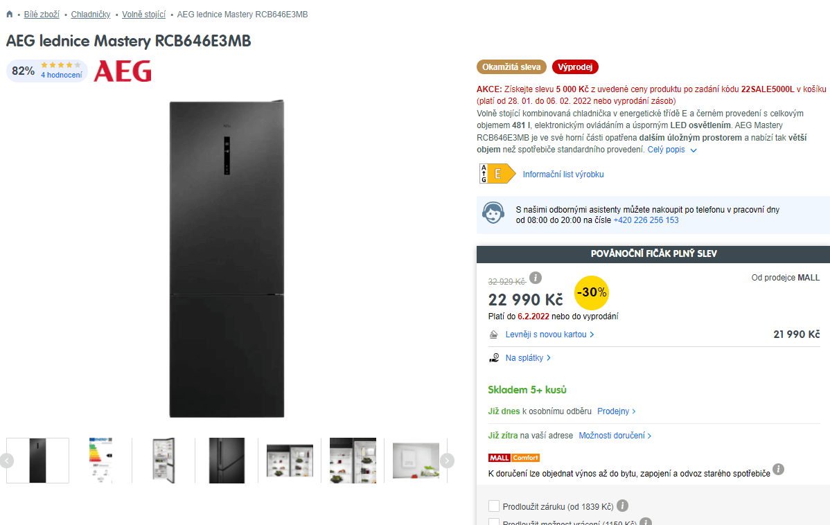 Kombinovaná lednice AEG Mastery, 481 l