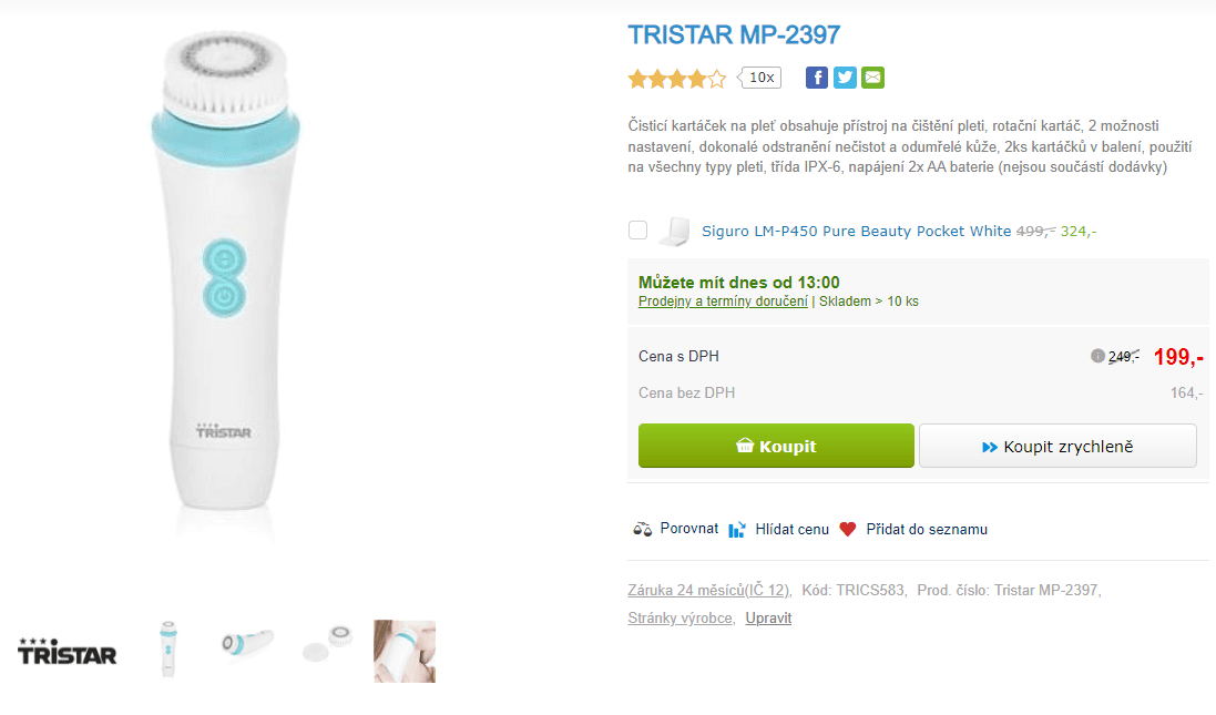 Čistící kartáček na obličej Tristar