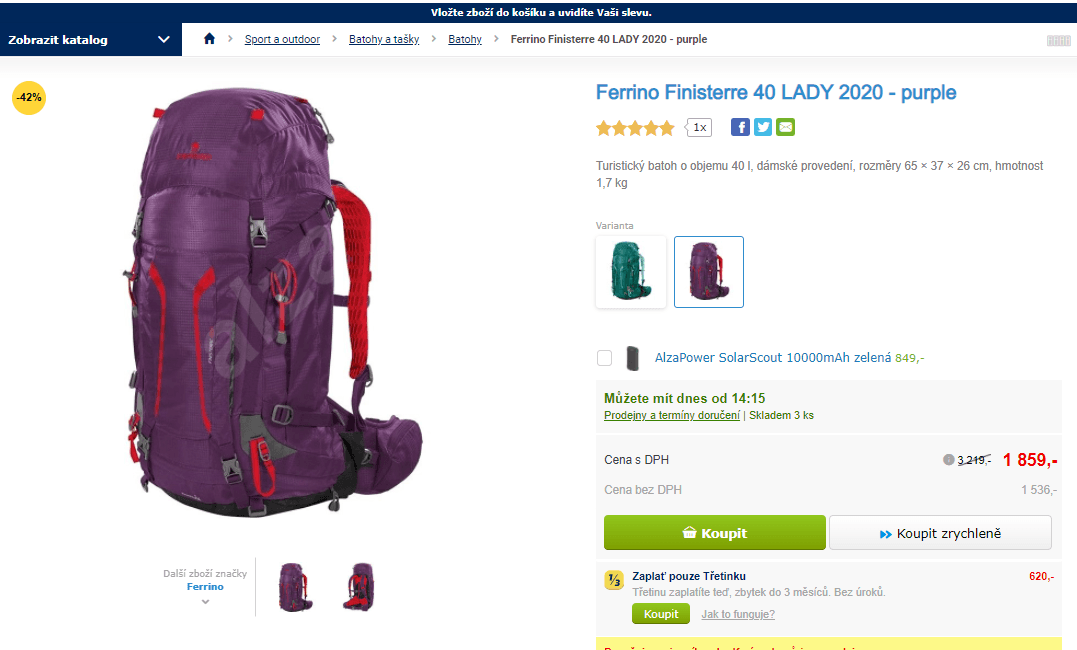 Turistický batoh Ferrino Finisterre 40