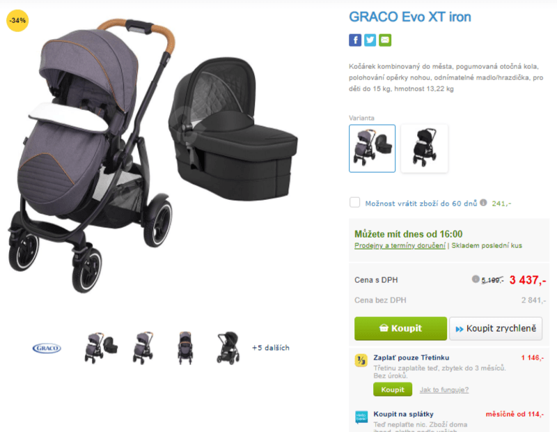 Kombinovaný kočárek Graco Evo XT