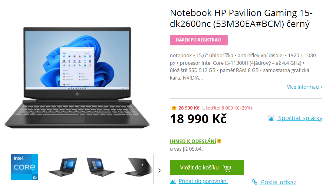 HP, i5 4,4GHz, 8GB RAM, Nvidia 4GB, 15,6"