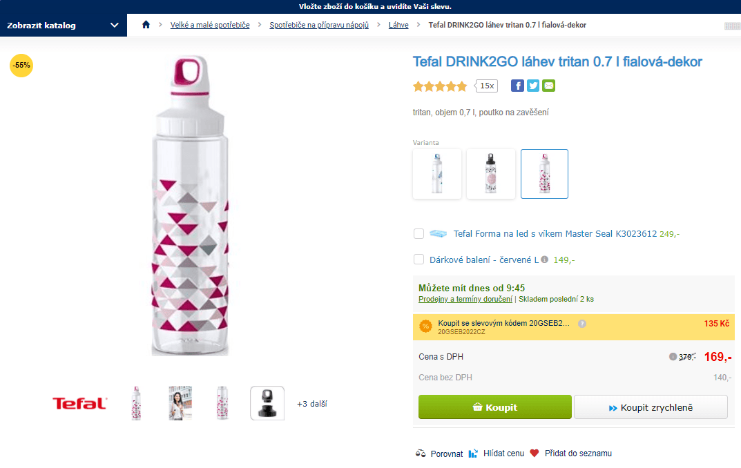Láhev Tefal DRINK2GO tritan, 700 ml