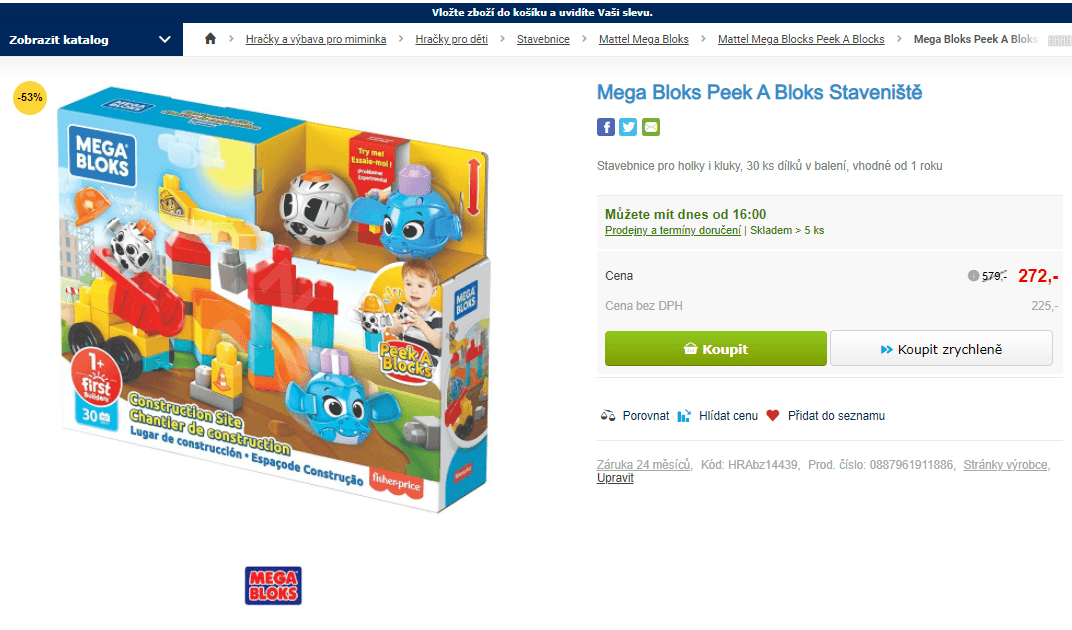 Stavebnice Mega Bloks Staveniště, 1+