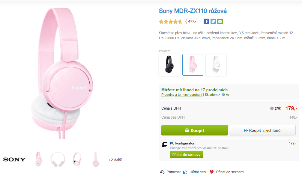 Sluchátka Sony MDR-ZX110