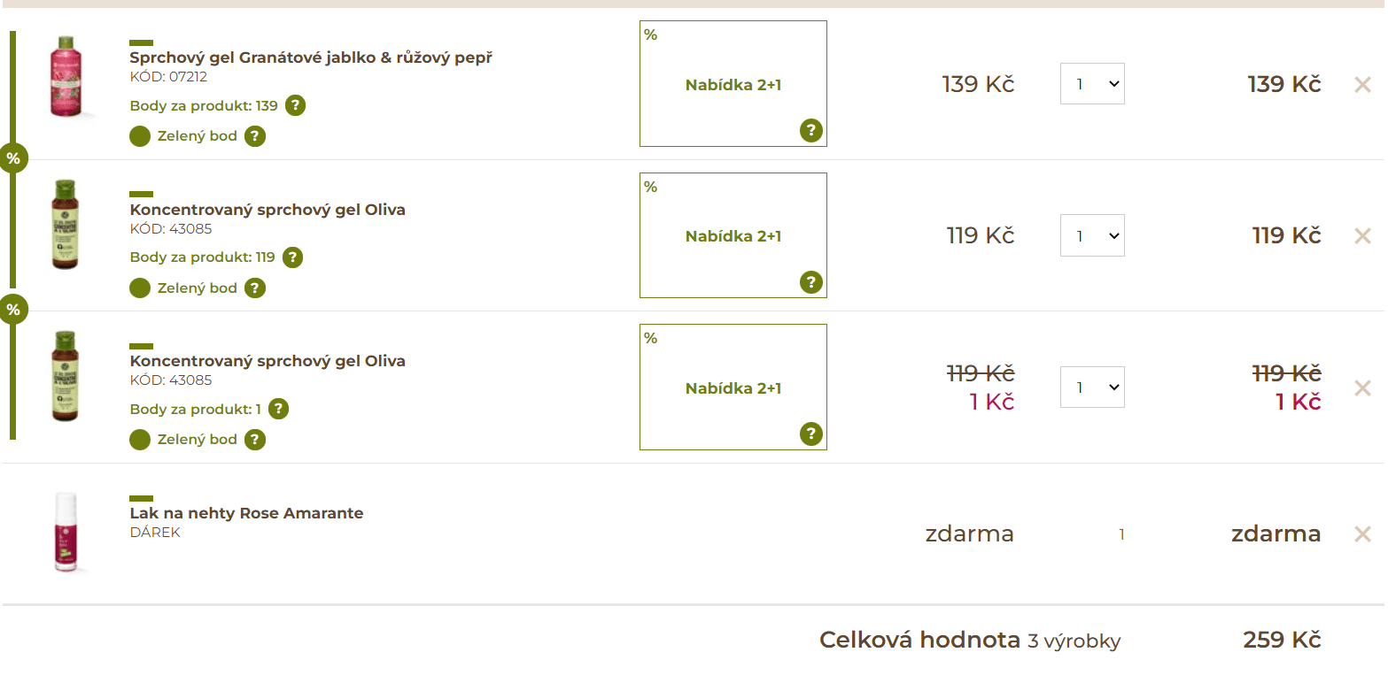 2+1 zdarma na sprchové gely