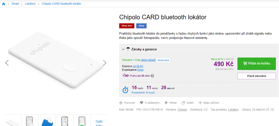 Bluetooth lokátor Chipolo 
