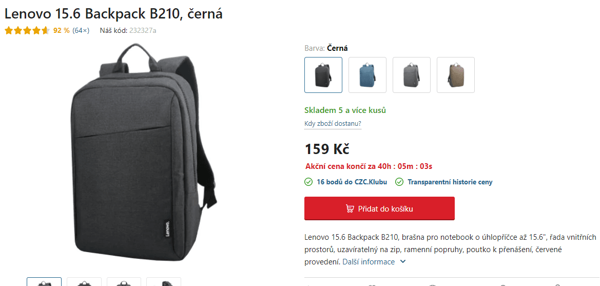 Batoh Lenovo 15.6" B210