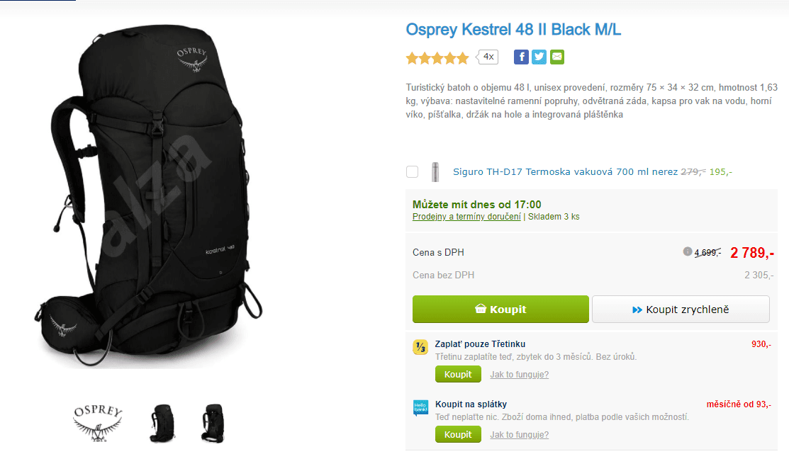 Turistický batoh Osprey Kestrel 48 II