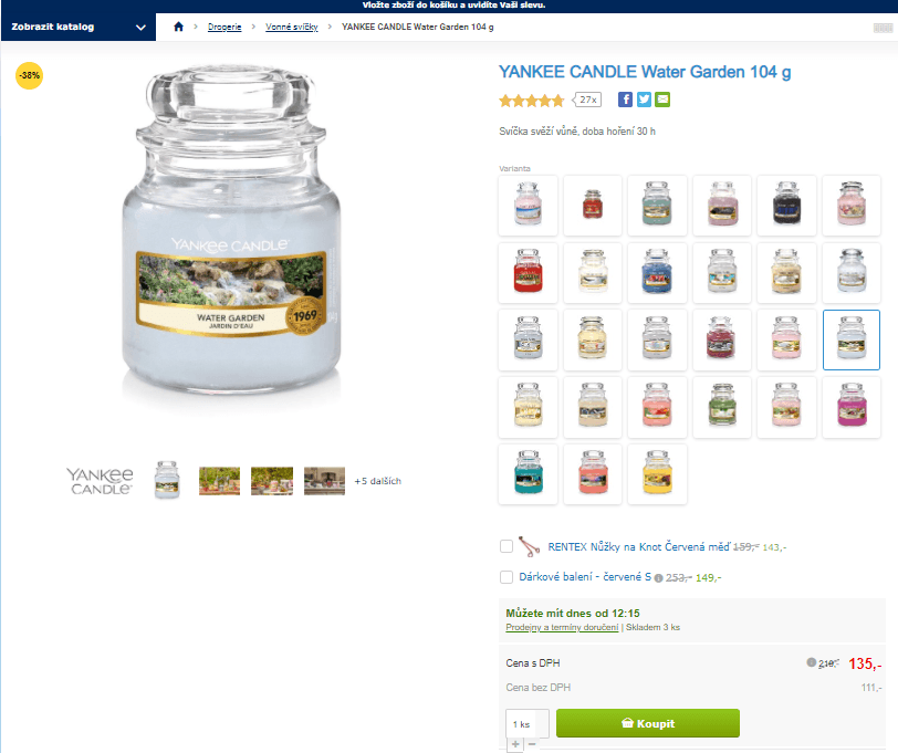 Svíčka Yankee Candle Water Garden 104 g