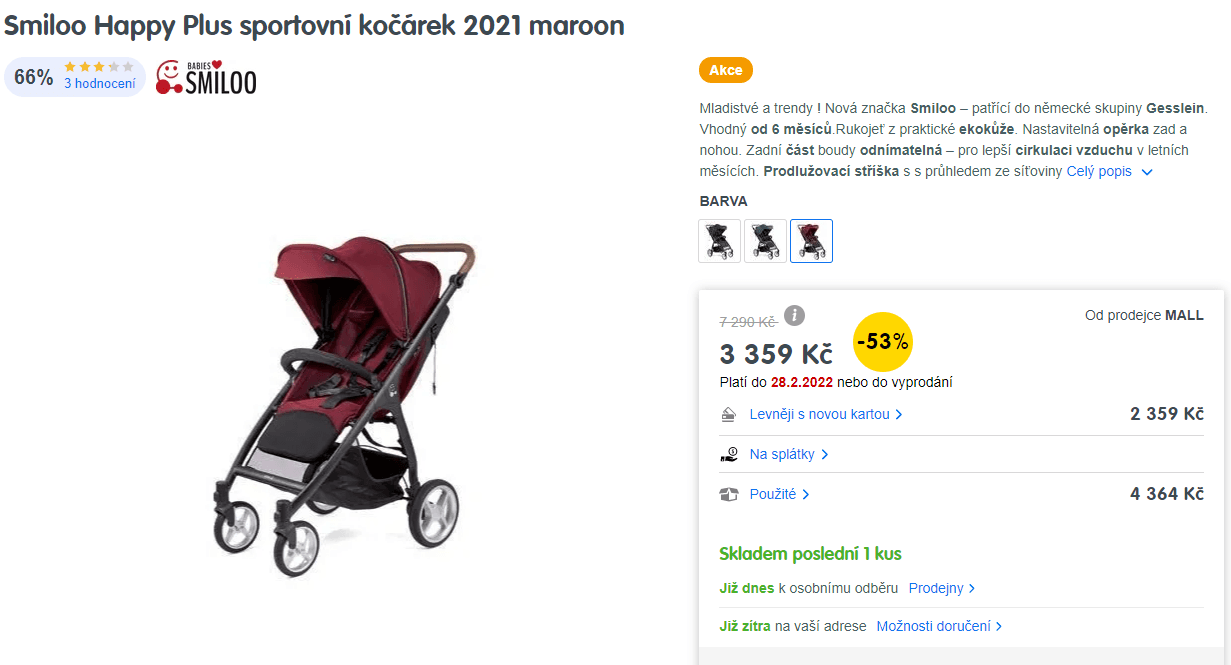 Sportovní kočárek Smiloo Happy Plus