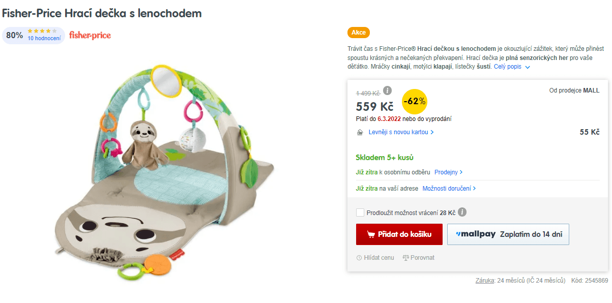 Hrací dečka s lenochodem Fisher-Price