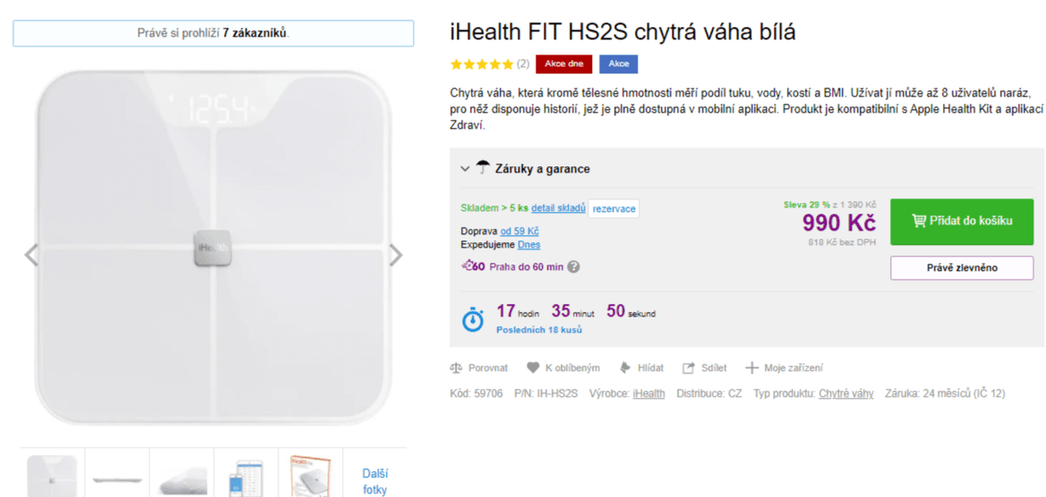 Chytrá osobní váha s analýzou složení 