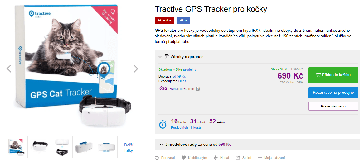GPS lokátor pro vaši kočku Tractive 