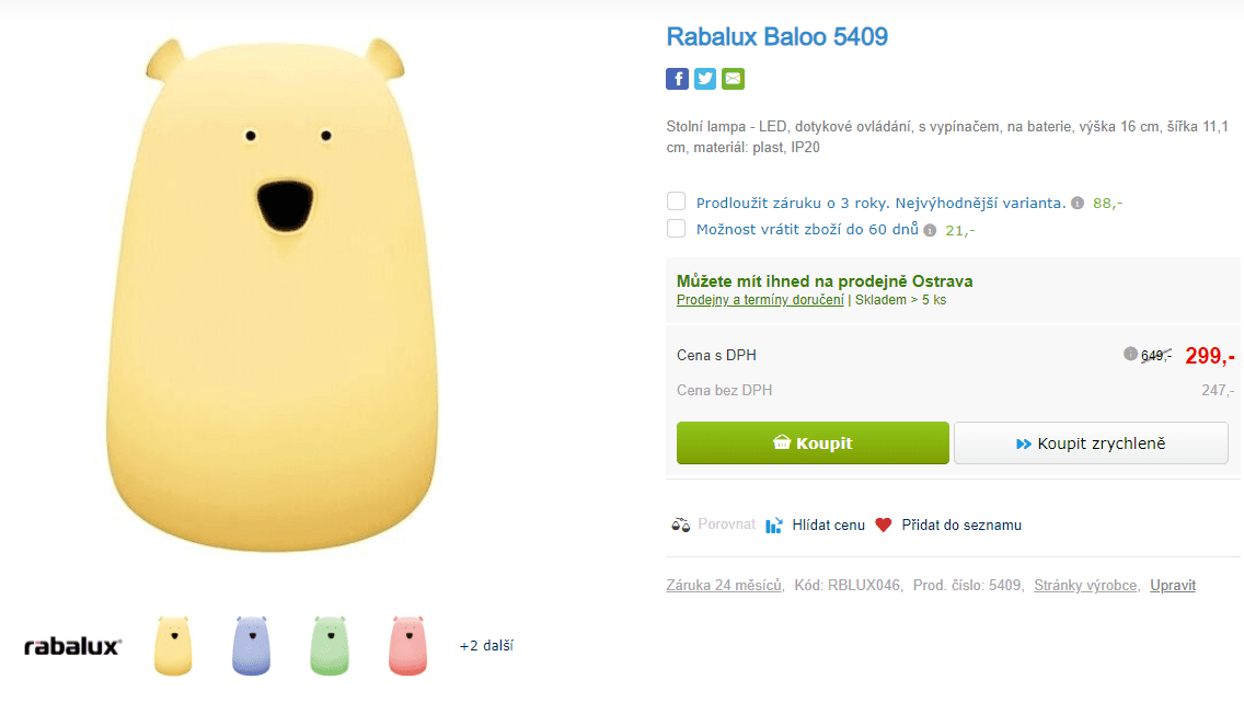 Dětská LED stolní lampa Rabalux Baloo