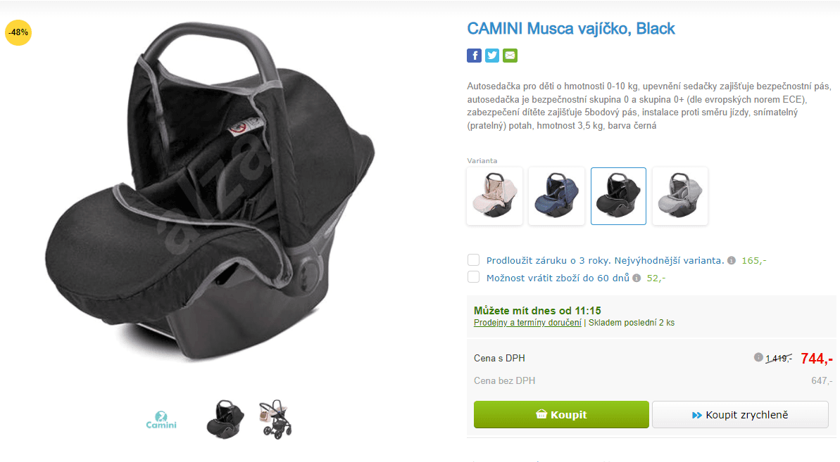 Autosedačka Camini Musca, 0 - 10 kg