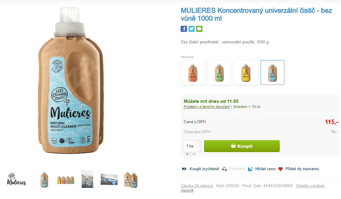 Koncentrovaný univerzální čistič Mulieres 1 l