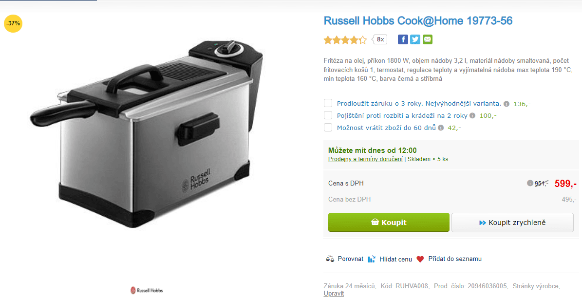 Fritéza Russell Hobbs Cook@Home