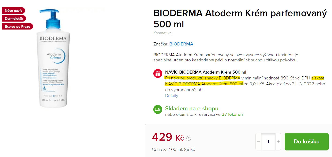 Krém 500 ml zdarma k nákupu Bioderma