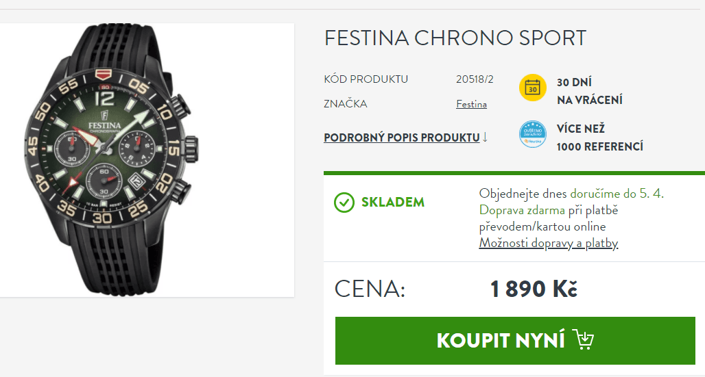 Sportovní pánské hodinky Festina