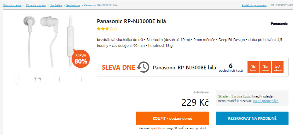 BT sportovní sluchátka Panasonic