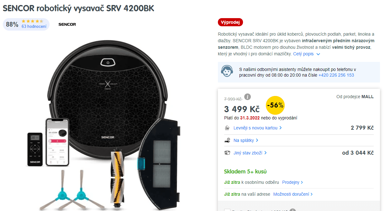 Robot vysavač Sencor, Wifi, 2 hodiny