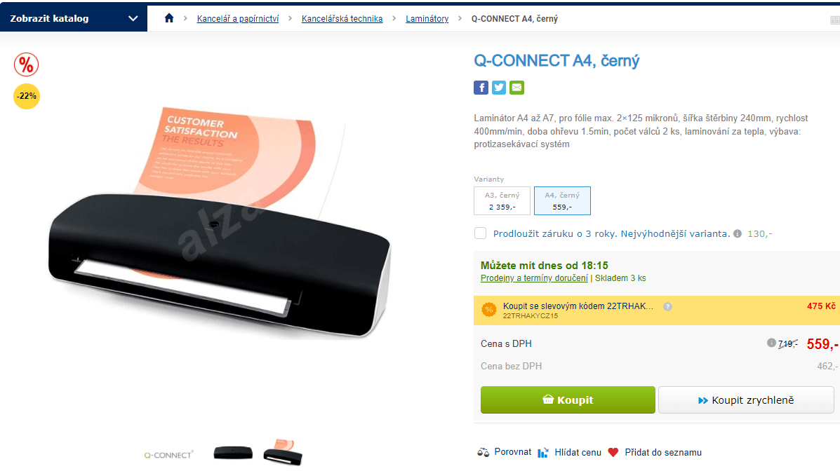 Laminátor Q-CONNECT A4 až A7