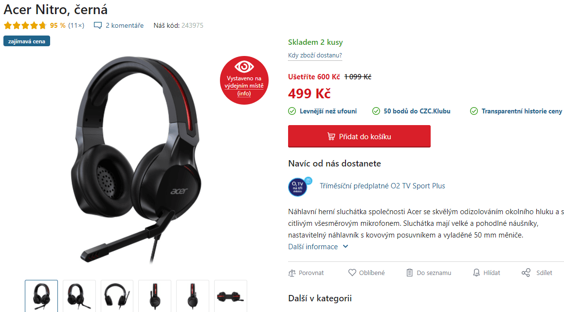 Herní sluchátka Acer Nitro