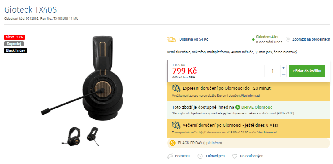 Herní sluchátka Gioteck